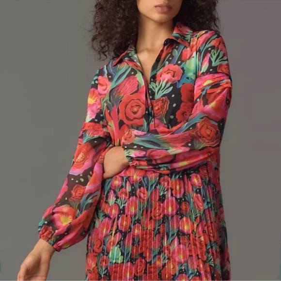 NWT Farm Rio Pleated Drop-Waist Maxi Dress Size XL - Picture 3 of 6